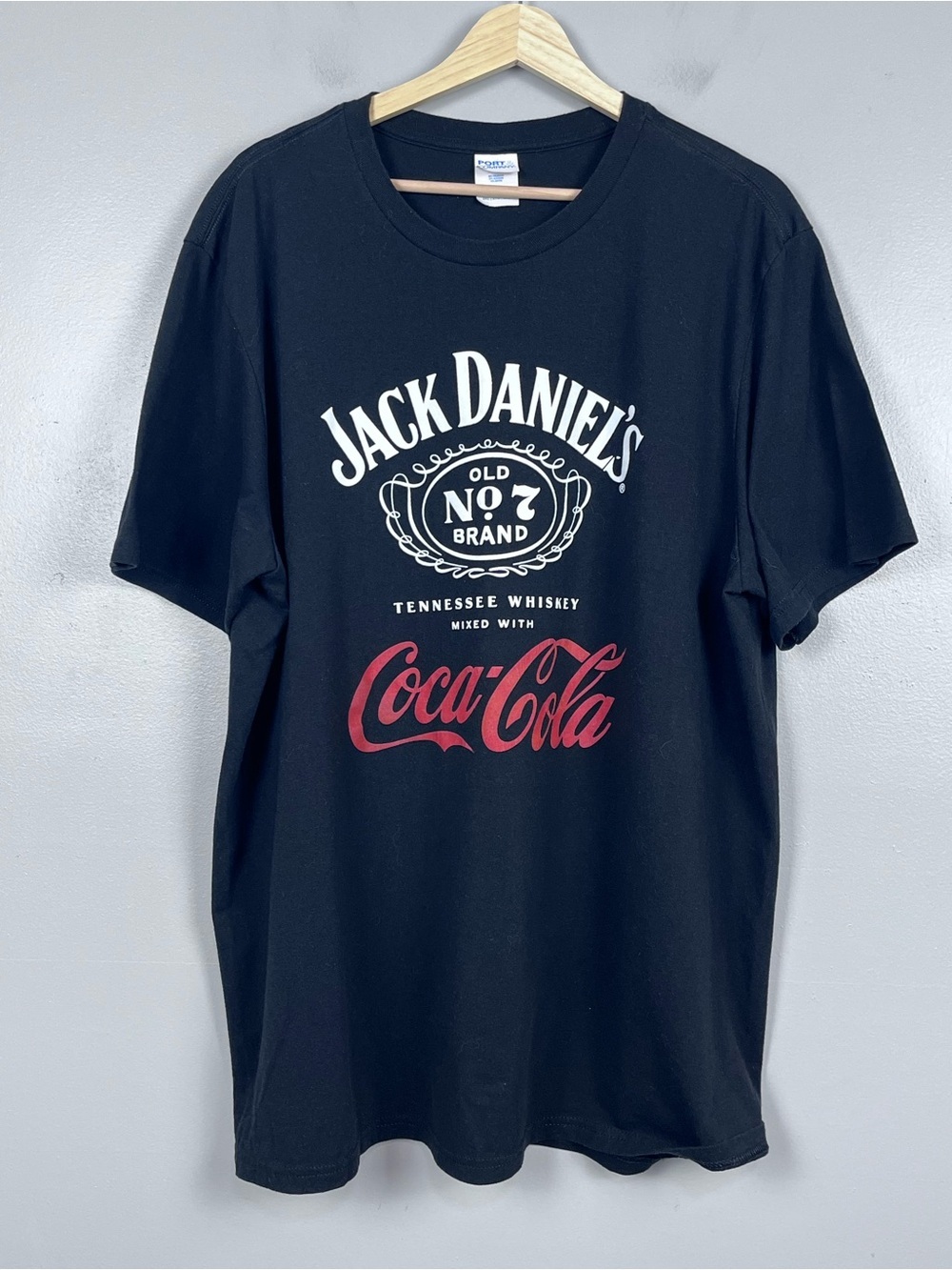 Jack Daniels & Coca Cola Men's Graphic Print Crew Neck Tee Shirt Size 2XL; Bar